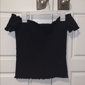 CROPPED SINCE BLACK OFF THE SHOULDER TOP
